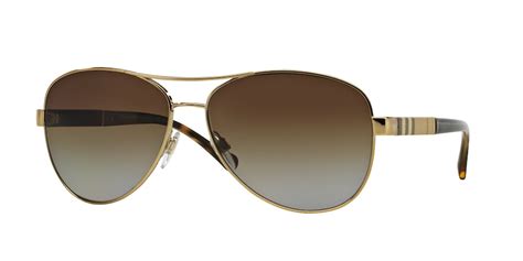 Burberry BE3080 Polarized 1145T5 Sunglasses Light Gold 